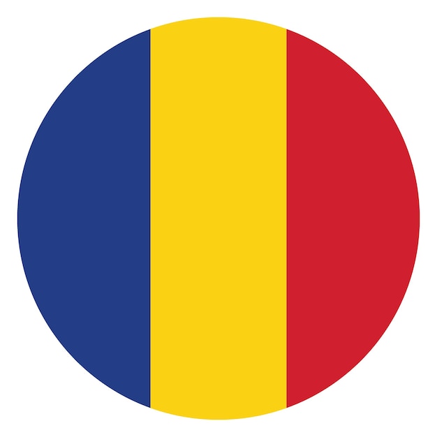 Ilustración vectorial digital del icono del círculo de la bandera de Rumania