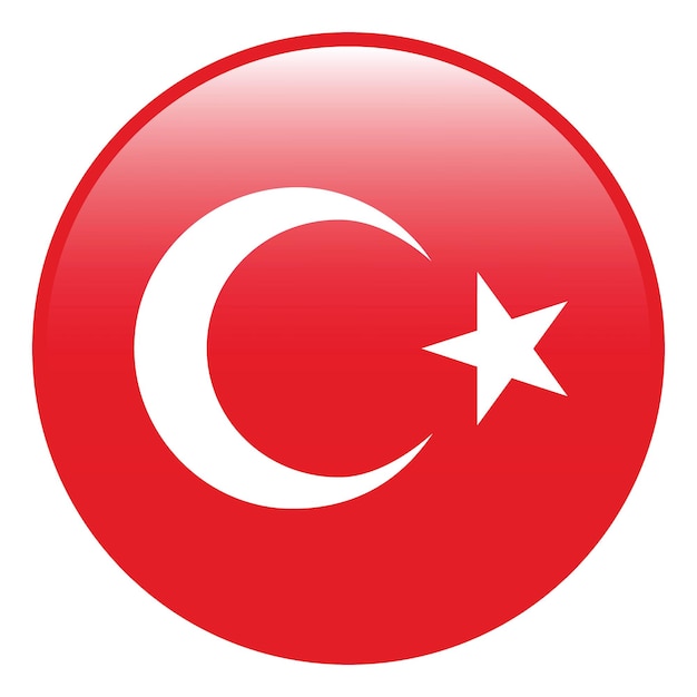 Ilustración vectorial digital del icono del círculo de la bandera de Turquía