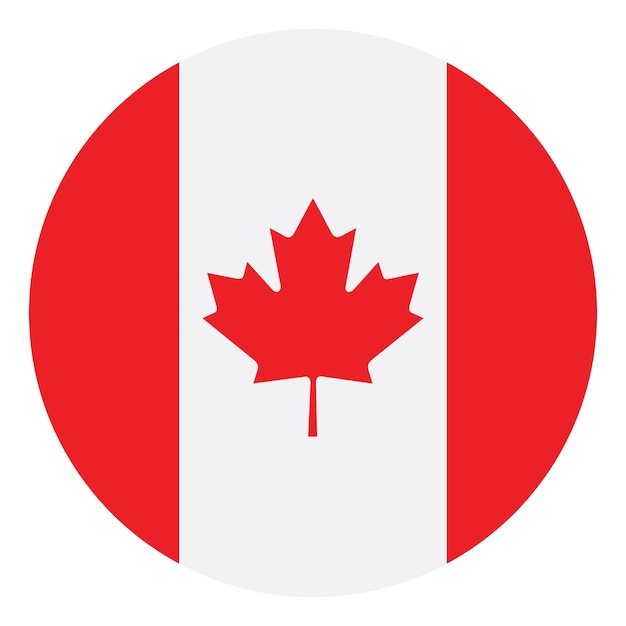 Ilustración vectorial digital del icono del logotipo del círculo de la bandera de Canadá