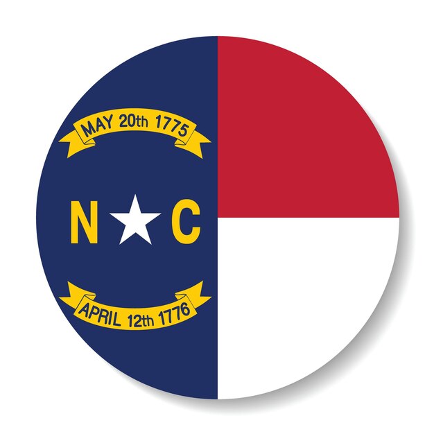 Ilustración vectorial digital del icono del logotipo del círculo de la bandera de Carolina del Norte