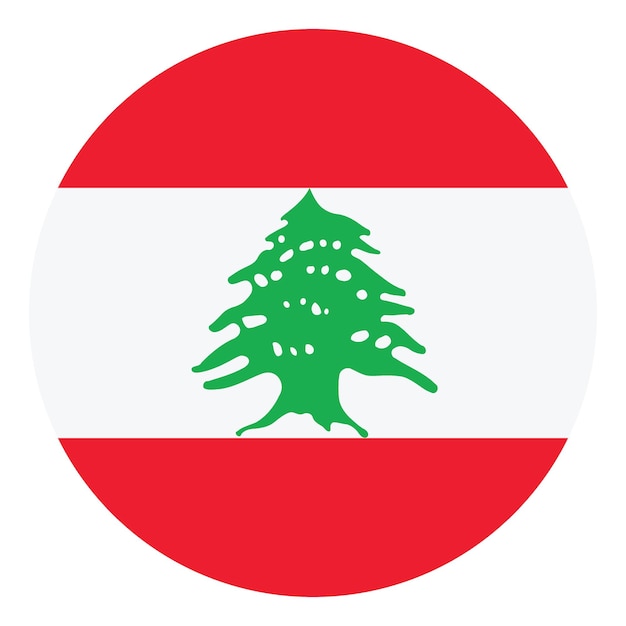 Ilustración vectorial digital del icono del logotipo del círculo de la bandera del Líbano