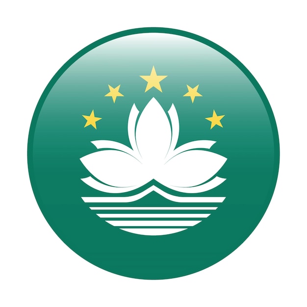 Ilustración vectorial digital del icono del logotipo del círculo de la bandera de Macao