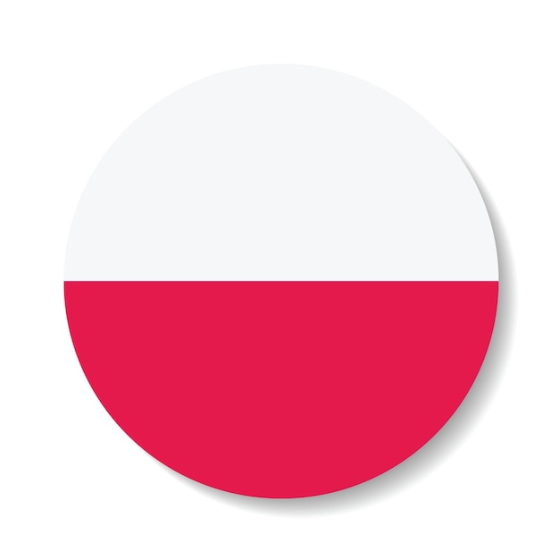Ilustración vectorial digital del icono del logotipo del círculo de la bandera de Polonia