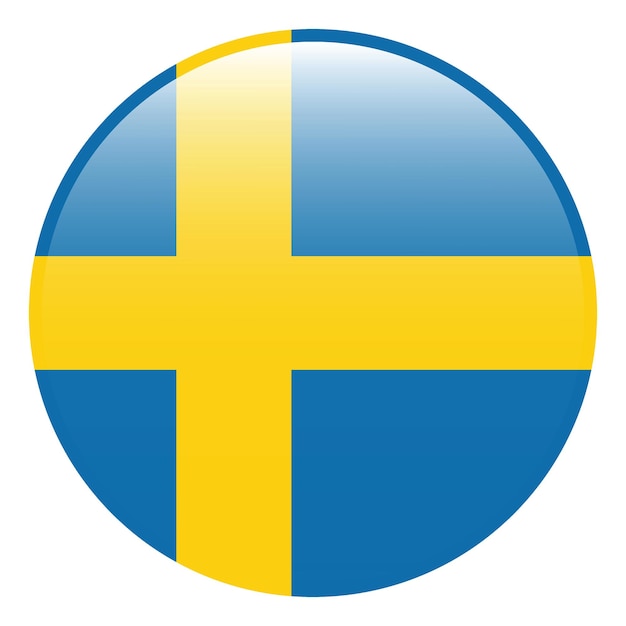Ilustración vectorial digital del icono del logotipo del círculo de la bandera de Suecia