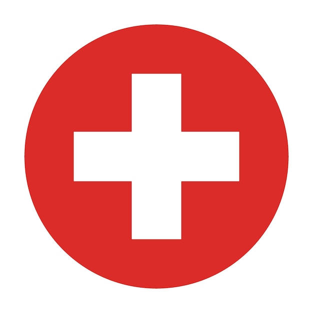 Ilustración vectorial digital del icono del logotipo del círculo de la bandera de Suiza