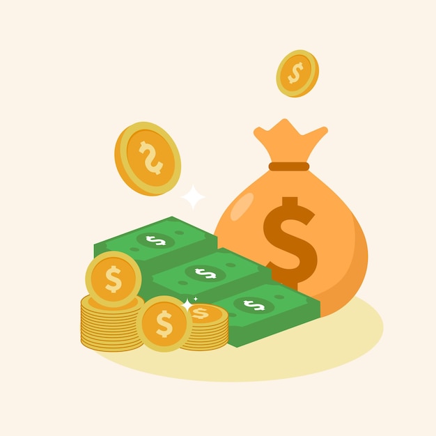 Ilustración vectorial del dinero bancario