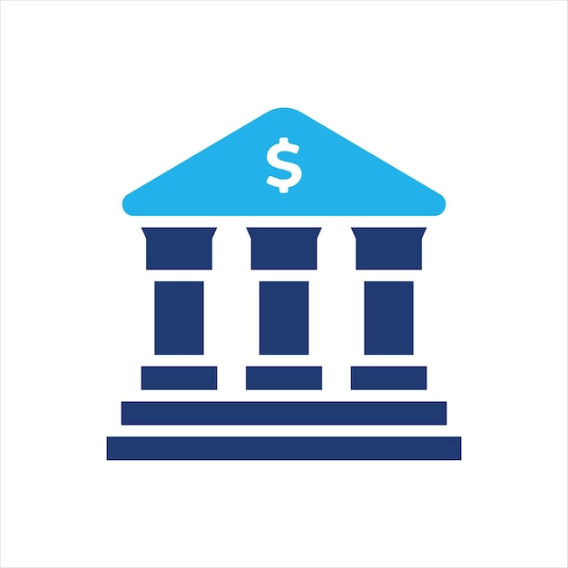 Ilustración vectorial de dinero en dólares del icono del edificio del banco