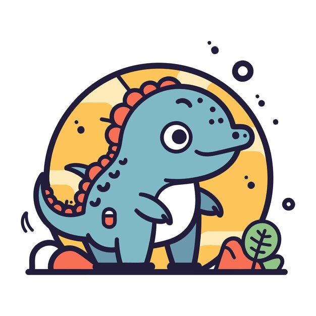 Vector ilustración vectorial de dinosaurio lindo en estilo plano aislado en fondo blanco