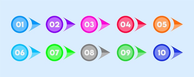 Ilustración vectorial de direcciones con números de uno a diez