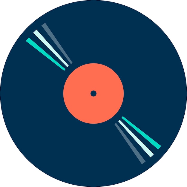 Ilustración vectorial de un disco de vinilo en turquesa y naranja