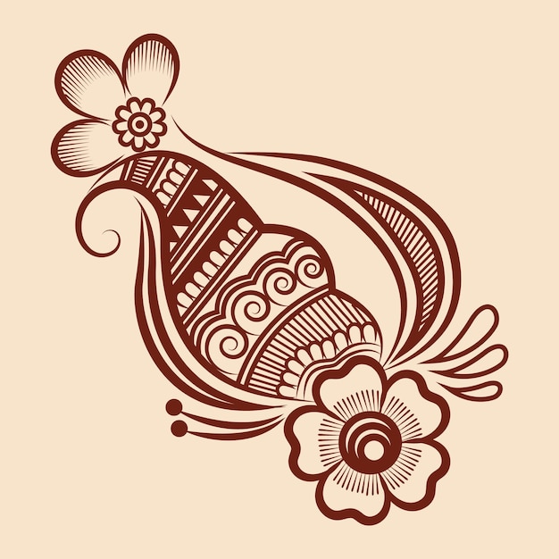 ilustración vectorial del diseño de adorno floral tradicional indio henna mehndi