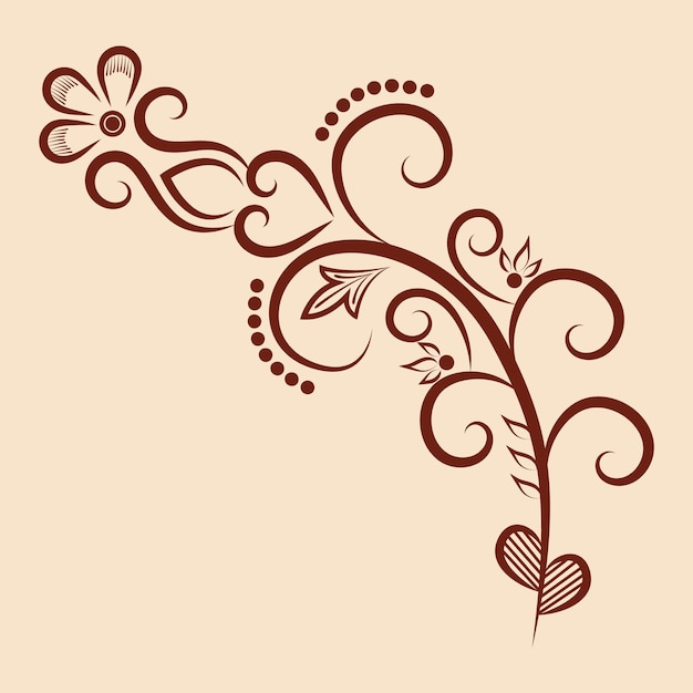 ilustración vectorial del diseño de adorno floral tradicional indio henna mehndi