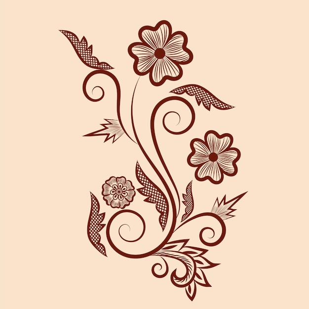 ilustración vectorial del diseño de adorno floral tradicional indio henna mehndi
