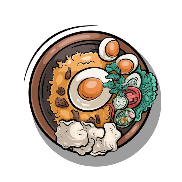 Ilustración vectorial del diseño del arroz frito