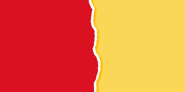 Ilustración vectorial de diseño de banner de fondo o cartel con efecto de papel roto rojo y amarillo