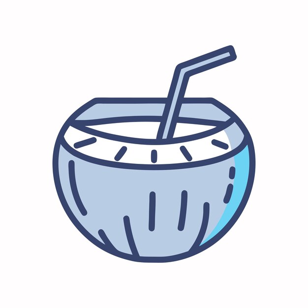 Ilustración vectorial del diseño de la bebida de coco en fondo blanco