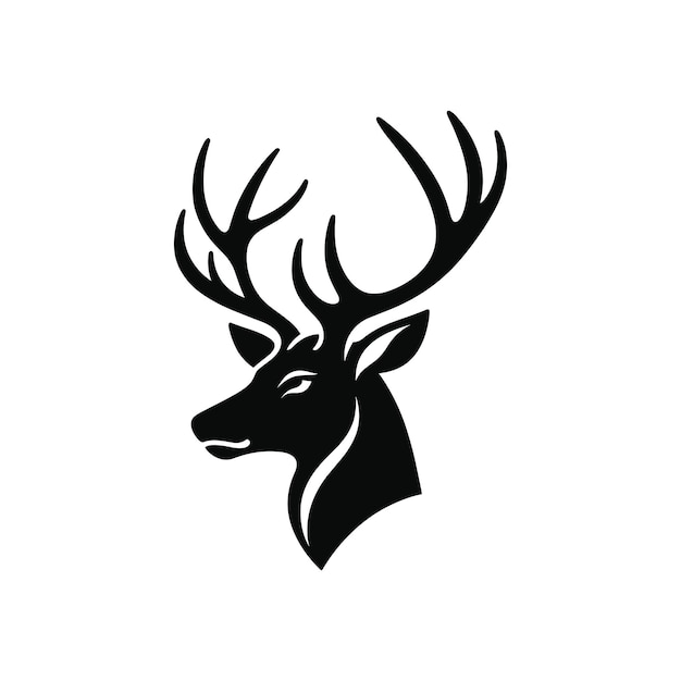 Ilustración vectorial del diseño de la cabeza del ciervo Vida silvestre icónica en un fondo blanco