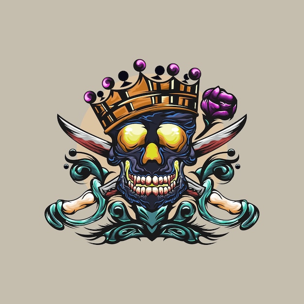 Ilustración vectorial de diseño de calavera de piratas