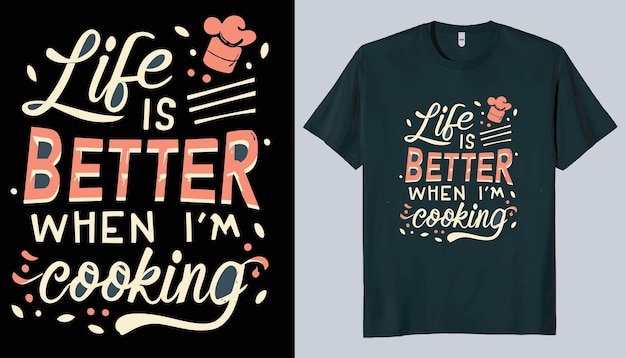 Ilustración vectorial de diseño de camiseta de cocina utensilios de cocina