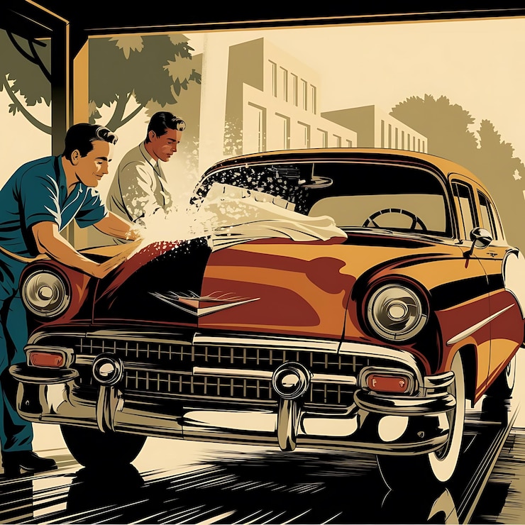 Vector ilustración vectorial del diseño del cartel de lavado de automóviles