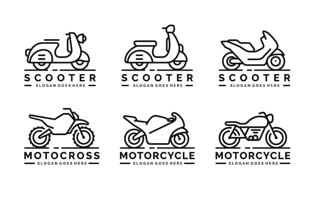 Vector ilustración vectorial del diseño del conjunto de logotipos de motocicletas