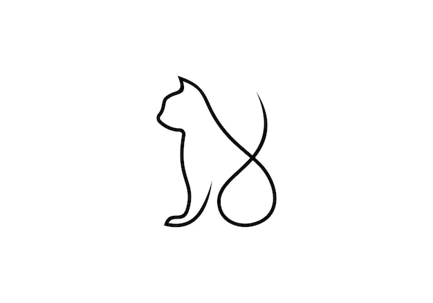 Ilustración vectorial del diseño de cuidado de mascotas del logotipo de cat line