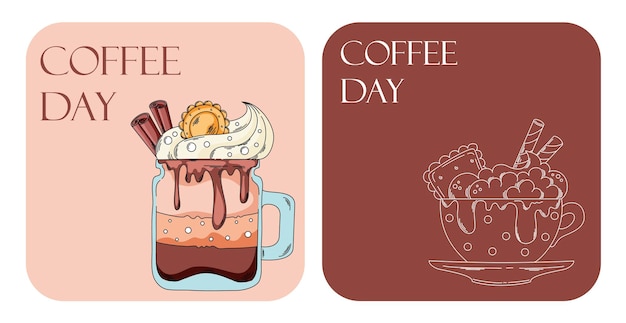 ilustración vectorial diseño del día del café bebida cóctel