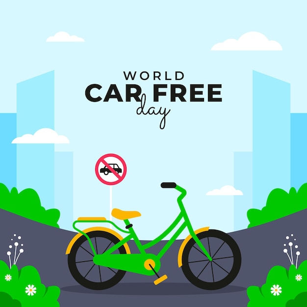 Ilustración vectorial del diseño del Día Mundial sin Coches