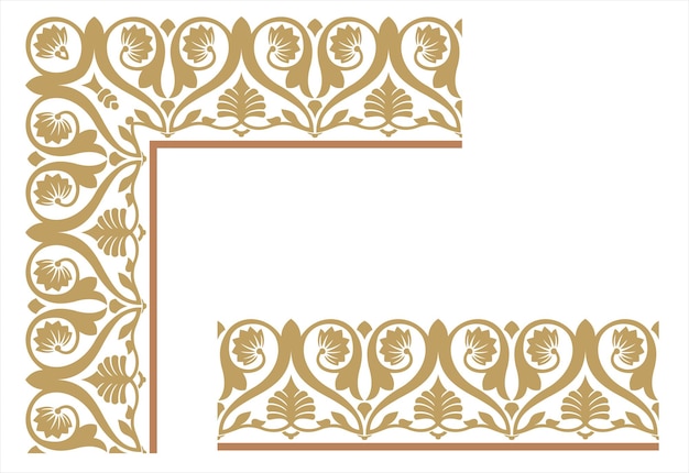 Ilustración vectorial del diseño del elemento de borde de la esquina del marco dorado