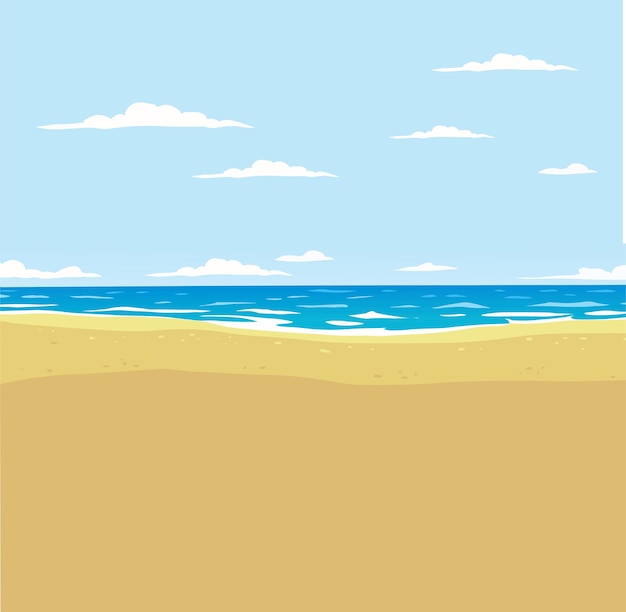 Ilustración vectorial Diseño de estilo de dibujos animados de fondo de playa de verano