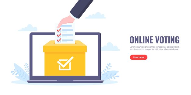 Ilustración vectorial de diseño de estilo plano del concepto de votación en línea