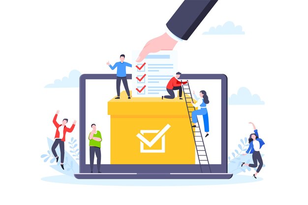 Ilustración vectorial de diseño de estilo plano del concepto de votación en línea