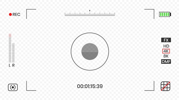 Ilustración vectorial del diseño de estilo plano del visor de la cámara de vídeo o del grabador de fotogramas
