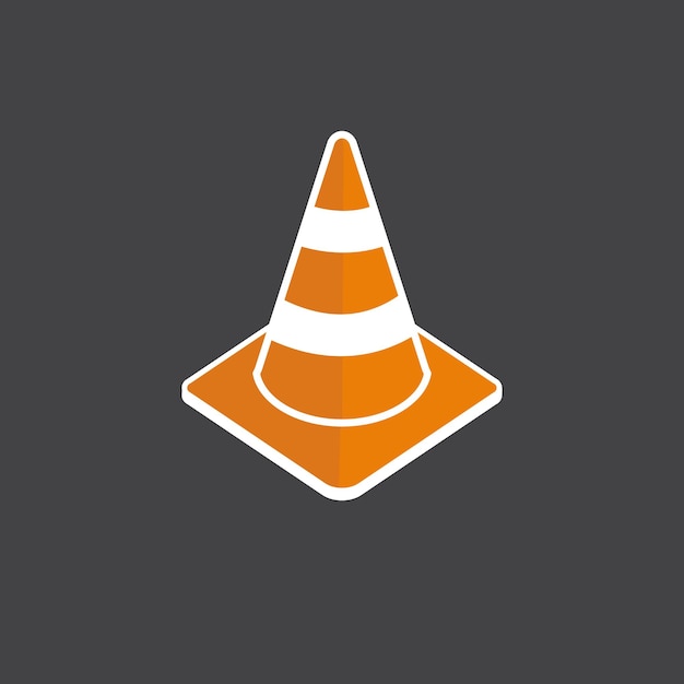 ilustración vectorial del diseño de fondo negro del icono del cono de seguridad vial