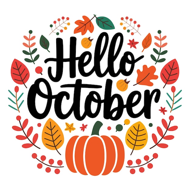 Ilustración vectorial de diseño de Hello October