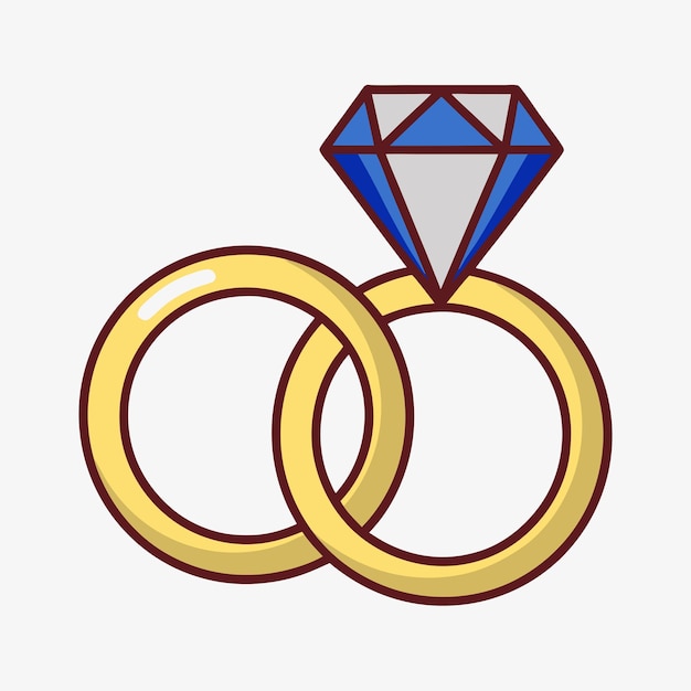 Ilustración vectorial del diseño del icono del anillo de compromiso en fondo blanco