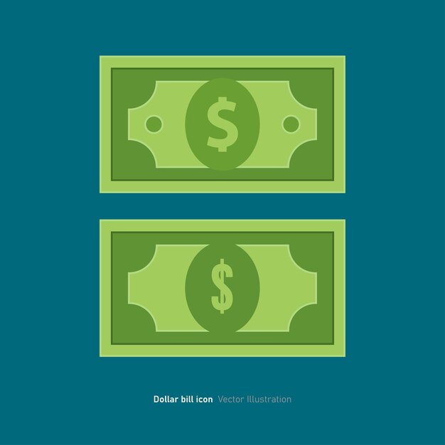 Ilustración vectorial del diseño del icono del billete de dólar