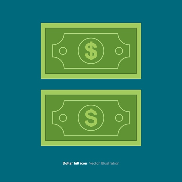 Vector ilustración vectorial del diseño del icono del billete de dólar