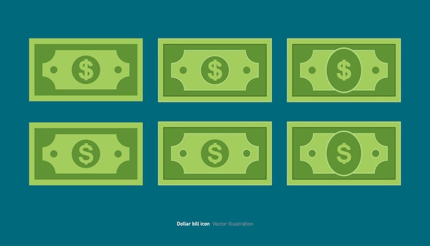 Ilustración vectorial del diseño del icono del billete de dólar