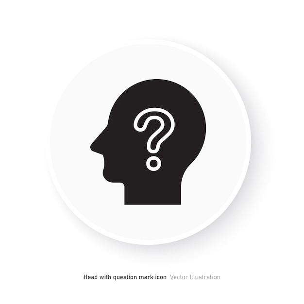 Ilustración vectorial del diseño del icono de la cabeza con signo de interrogación