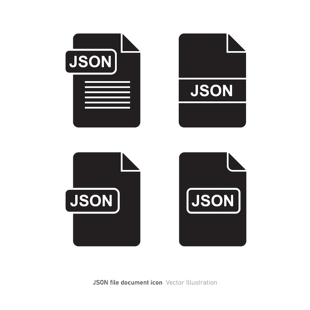 Ilustración vectorial del diseño del ícono del documento en formato de archivo JSON