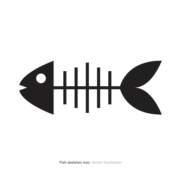 Ilustración vectorial del diseño del icono del esqueleto de pez