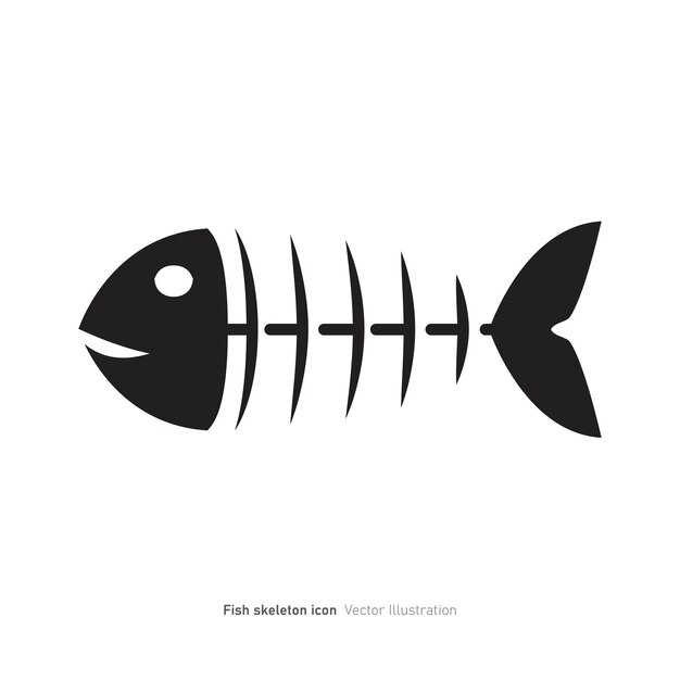 Ilustración vectorial del diseño del icono del esqueleto de pez