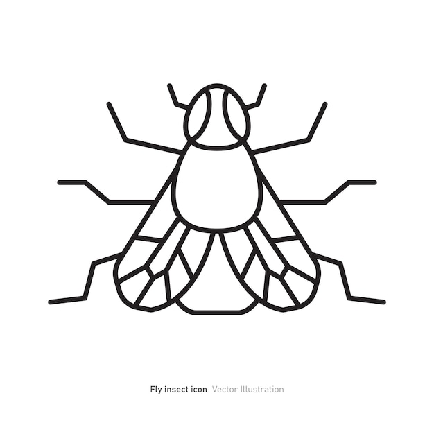 Ilustración vectorial del diseño del icono del insecto mosca