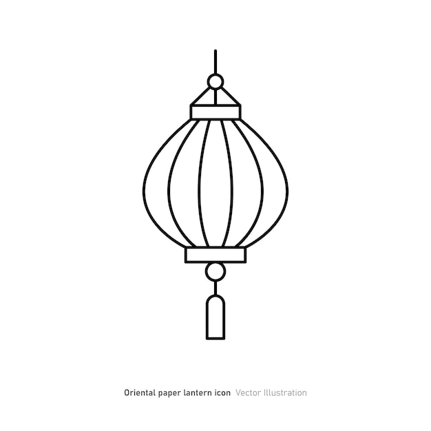Ilustración vectorial del diseño del icono de la linterna de papel oriental