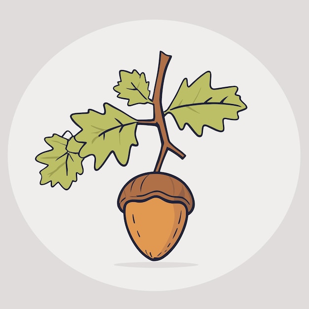 Ilustración vectorial del diseño del icono del logotipo de Acorn oak clipart