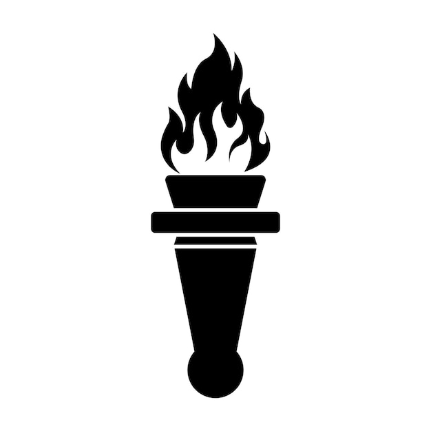 Ilustración vectorial del diseño del icono del logotipo del símbolo de la antorcha