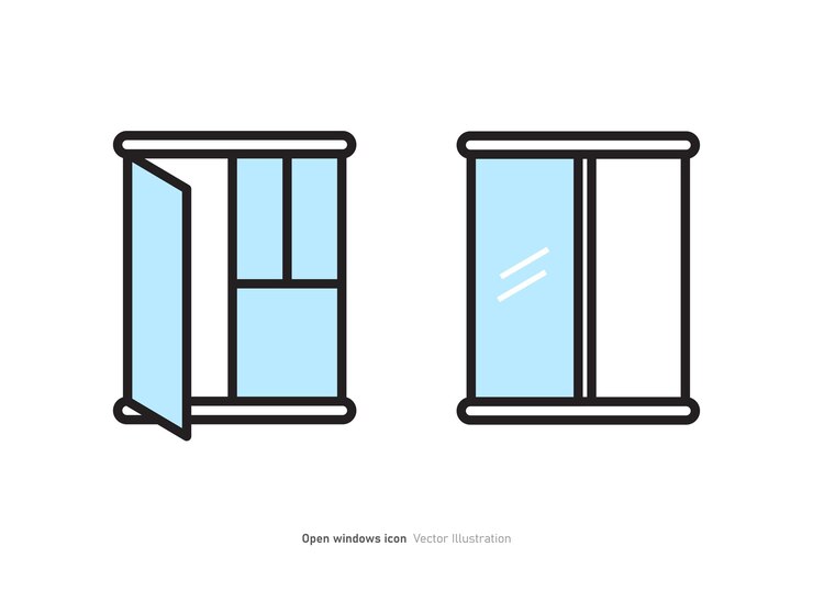 Vector ilustración vectorial del diseño del icono de la ventana abierta