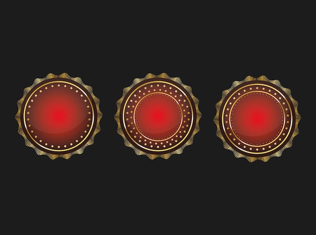ilustración vectorial Diseño de insignia y etiqueta de oro y rojo