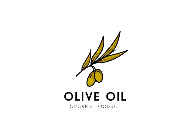 Ilustración vectorial del diseño del logotipo del aceite de oliva natural